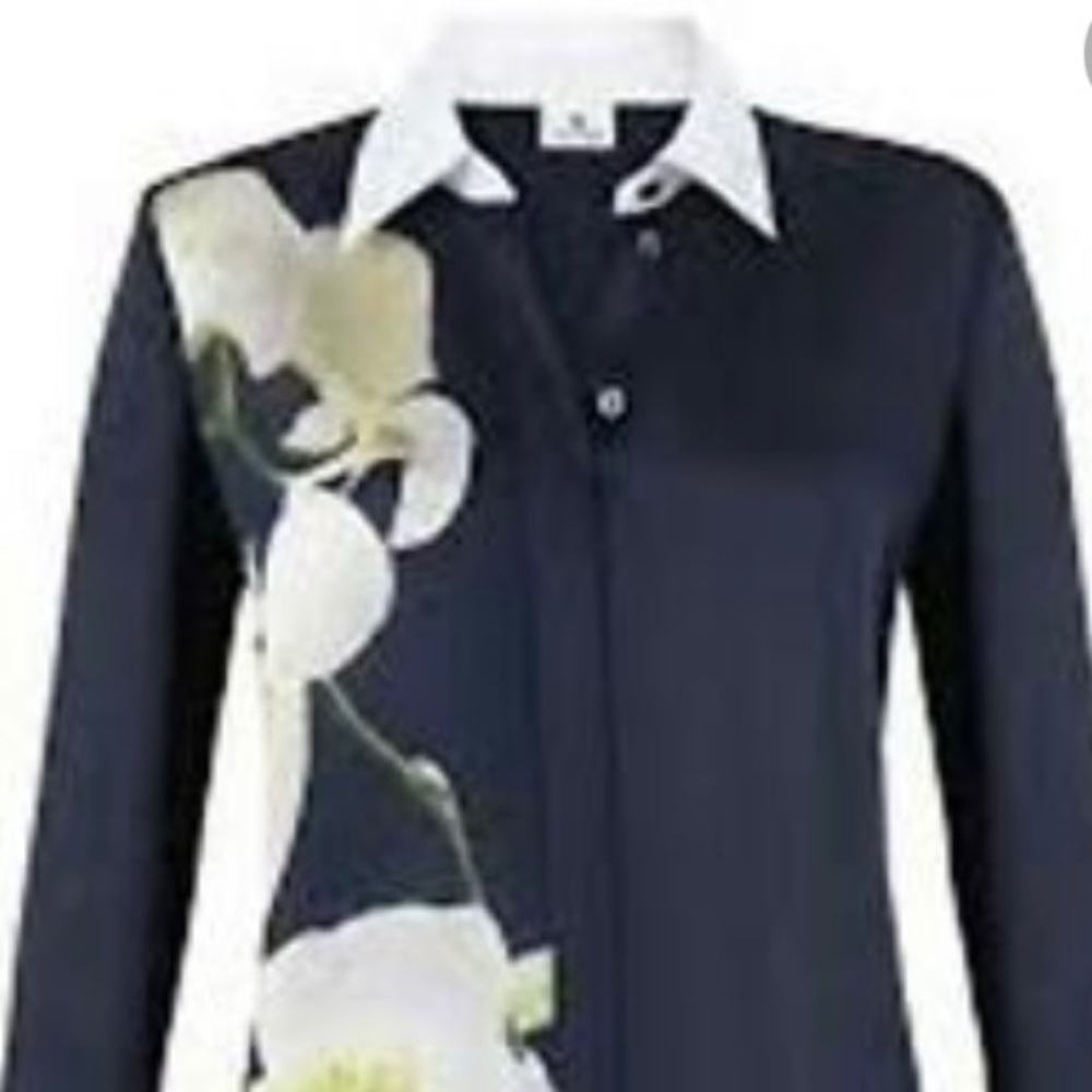 Altuzarra Navy and White Floral Blouse